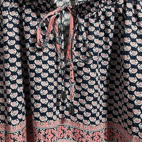 C & C California Linen Blend Oversize Balloon Sleeve Paisley Blouse Women's S - Picture 7 of 8